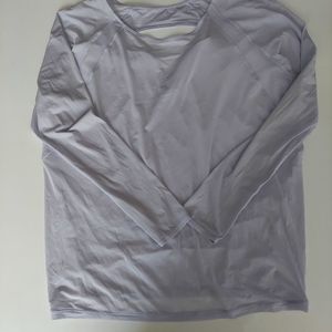 Lululemon if you're lucky long sleeve top sheer criss cross back periwinkle